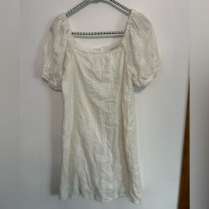 See U Soon by Anthropologie Puff Sleeve White Eyelet Midi Dress